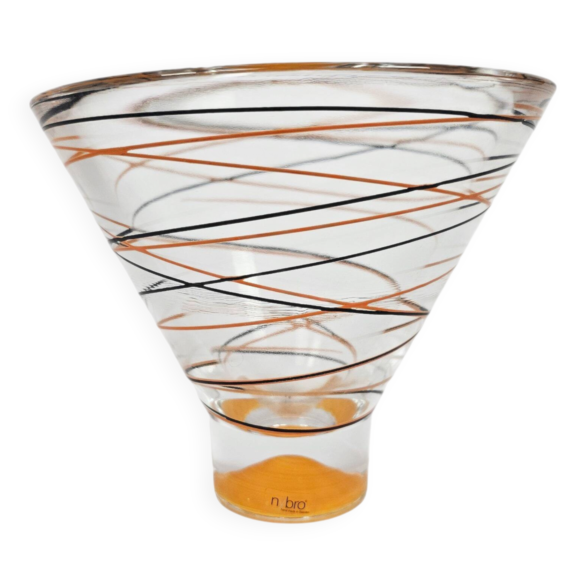 Nybro - Suède - Fait main - vase pendule - verre - cristal - années 1990