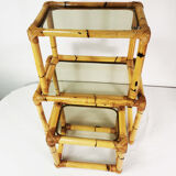 Set of 3 bamboo tables - modular, Germany, 1970s