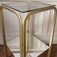 Bolster side table in gold metal, smoked glass & mirror Hollywood Regency 80's
