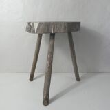 Old brutalist solid wood stool