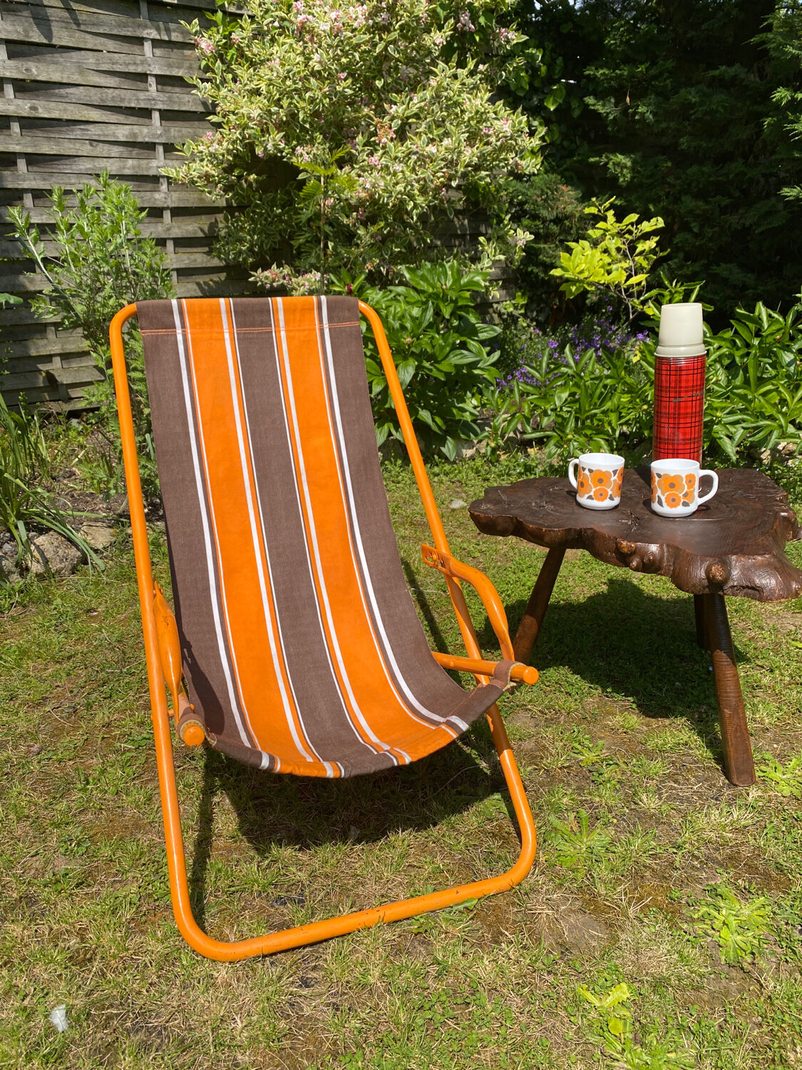 Old orange vintage deckchair