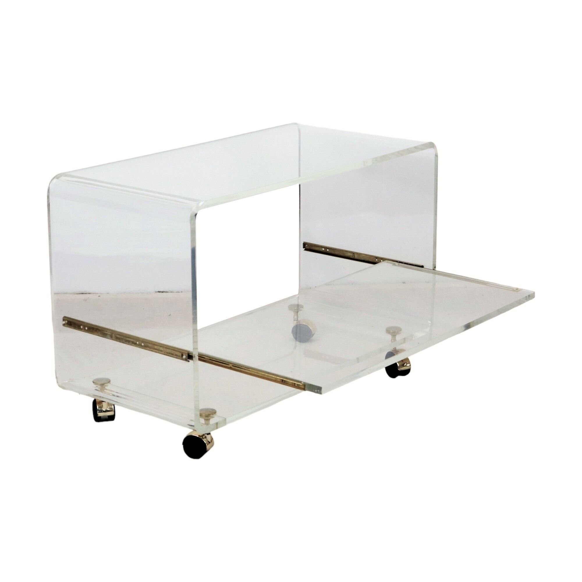 Design TV furniture Coffee table Plexiglas Perspex David Lange Les Invisibles 1970