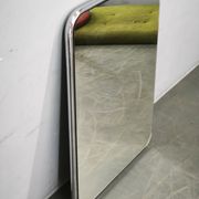 Italian Space Age Chrome and Brass Rectangular Wall Mirror, 1970s