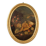 18th century oval painting still life