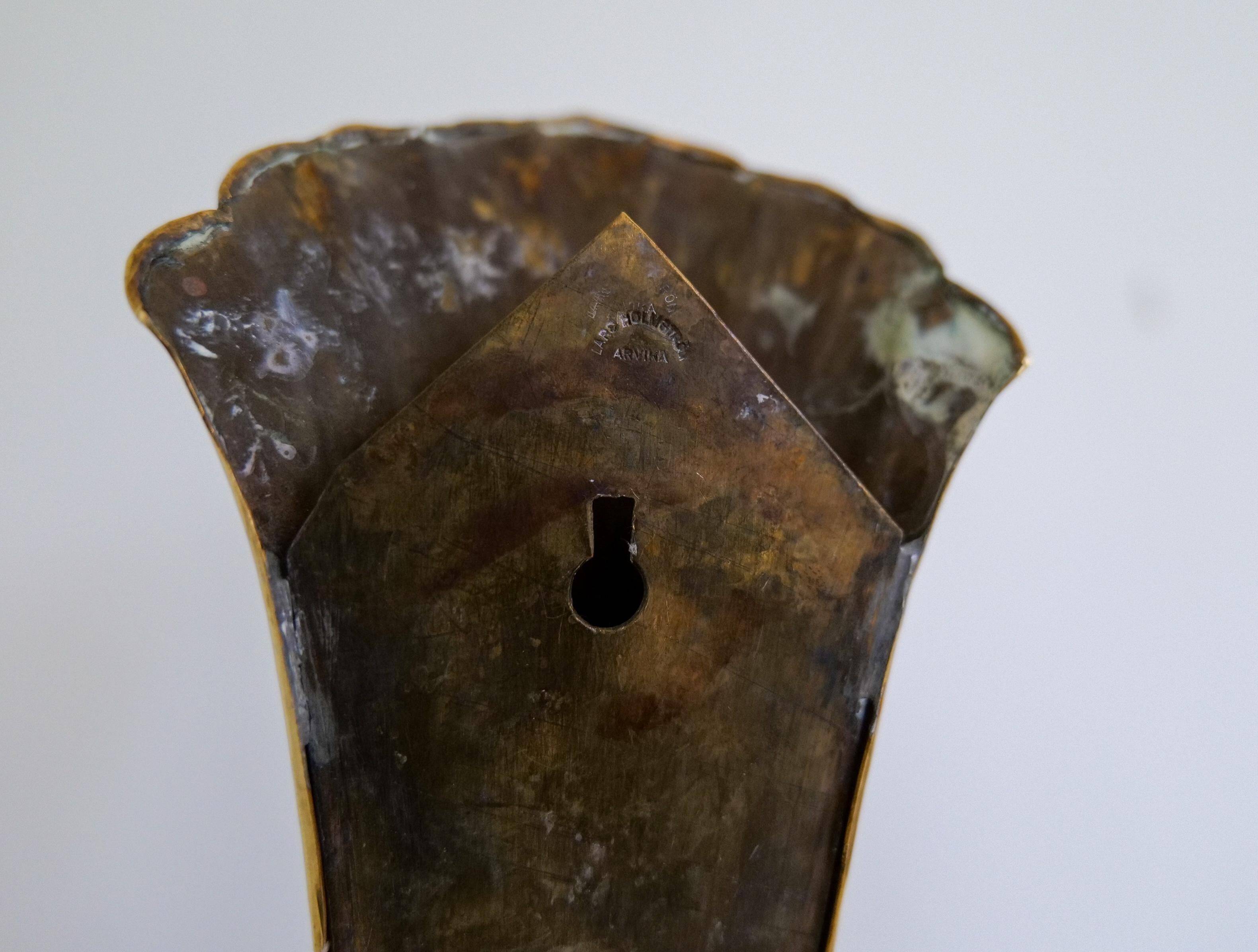 Pair of Art Deco brass wall sconces by Holmström, Arvika, Sweden, 1940s.