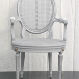 Louis xvi style “grey lacquered” armchair