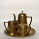 Art Deco German Brass Coffee Set from Hogri, 4 Pieces