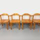 Set of 4 armchairs in pine from the 60s and 70s