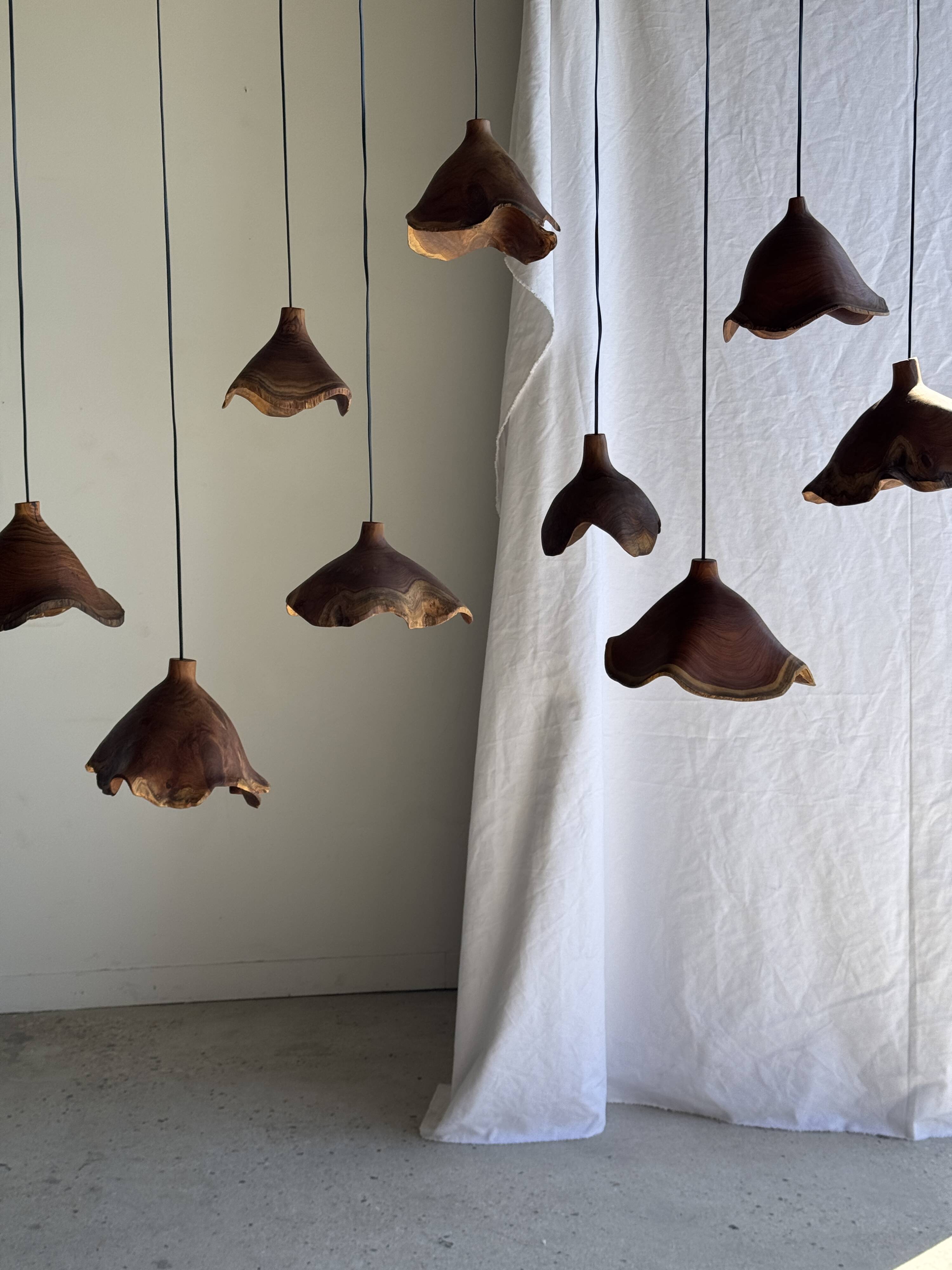 Small suspension in organic teak hat D30 H20