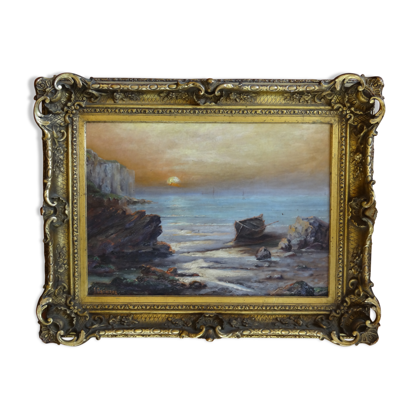 Marine, oil painting on canvas by Louis CADIERRA, 60 x 47 cm