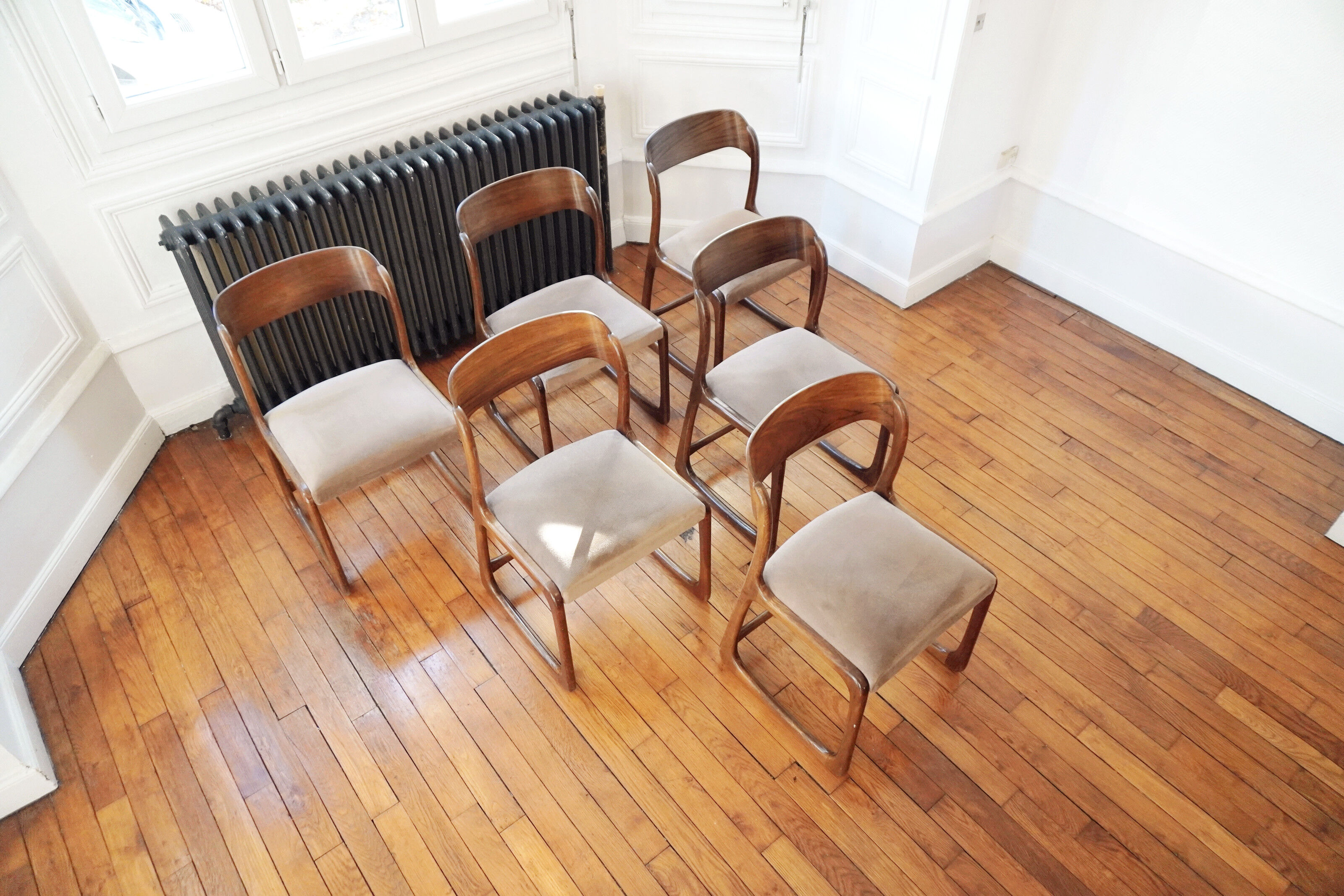 Suite of 6 Baumann sled chairs