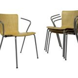 vintage fritz hansen vico magistretti duo bentwood stacking armchairs set of four