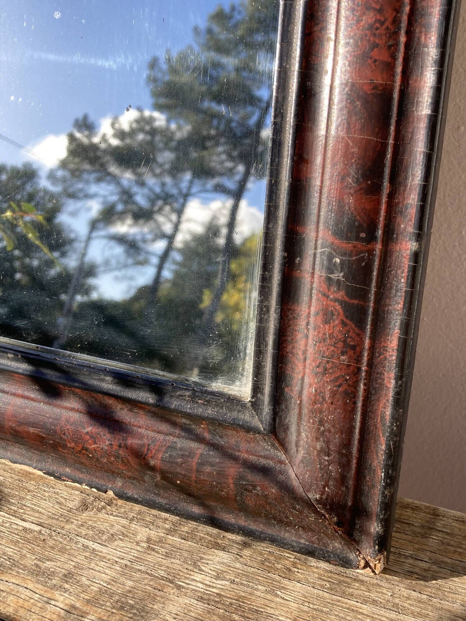 Mirror Louis Philippe period 46x39 XIXth old black brown