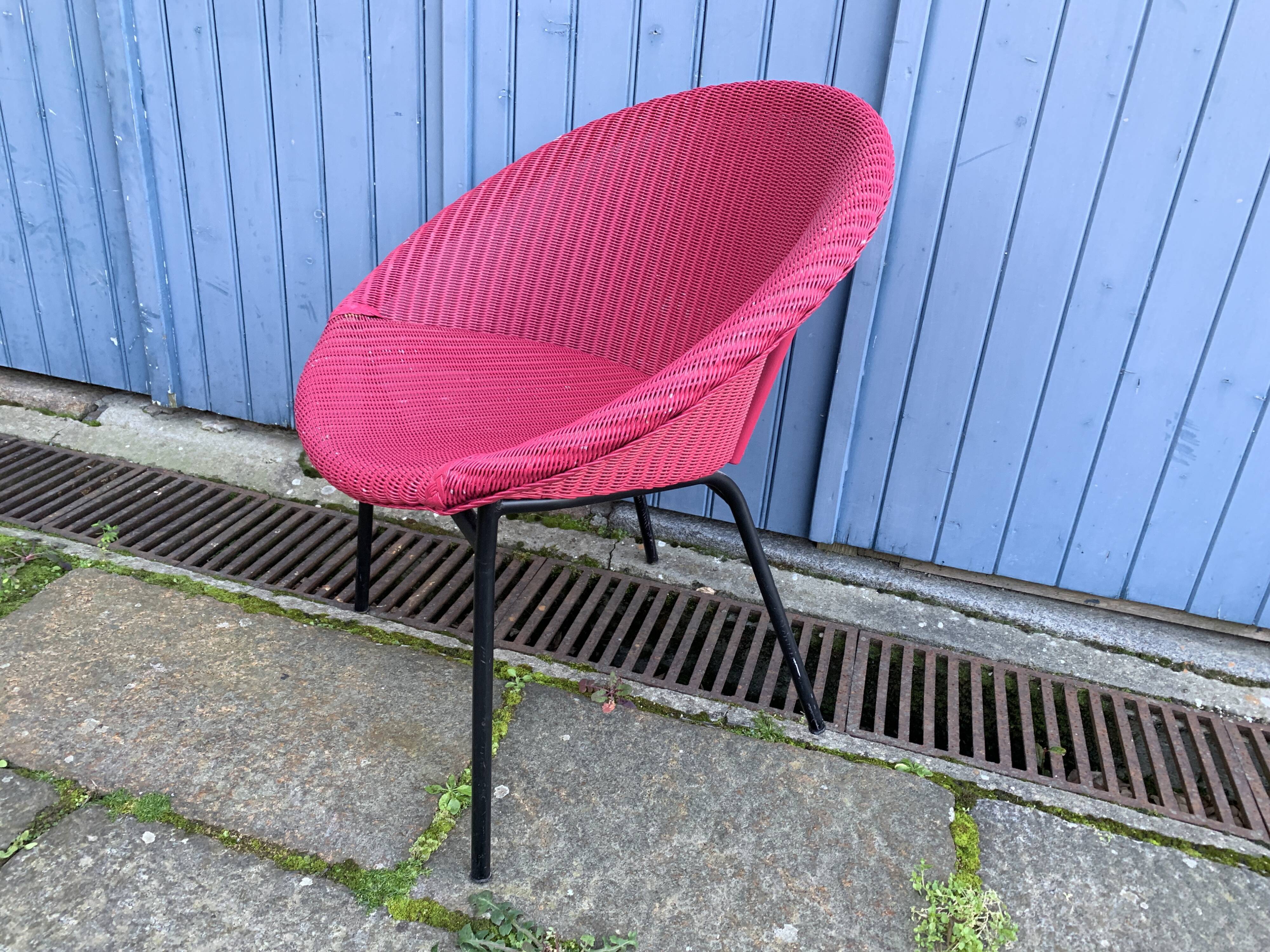 Armchair Lloyd Loom vintage rose