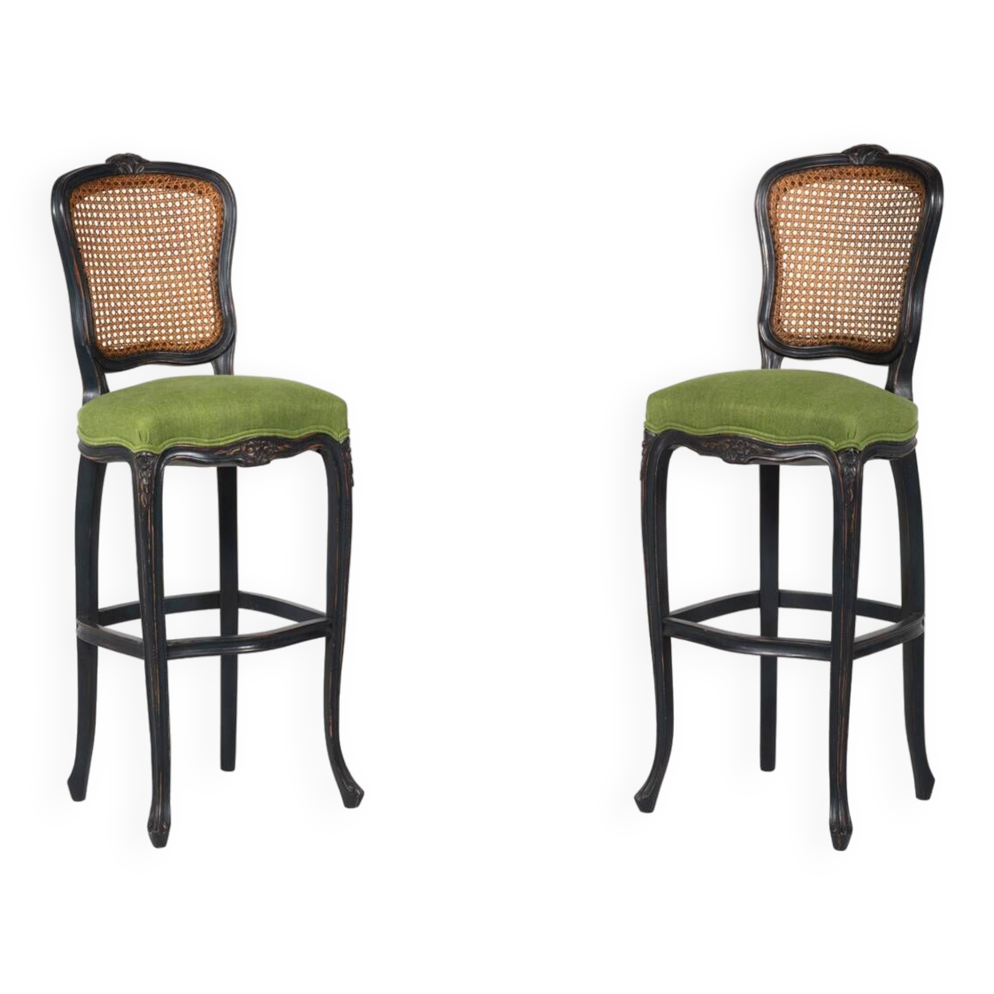 2 Louis XV style bar stools, Belgium