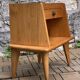 Solid oak compass feet bedside table 1950