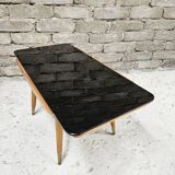 Small opaque black glass coffee table 1960