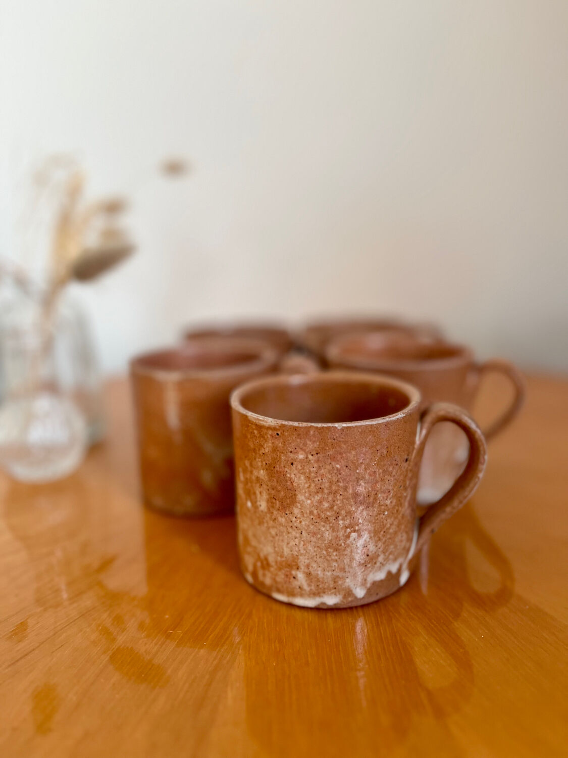 Lot de 5 tasses à café en grès vintage