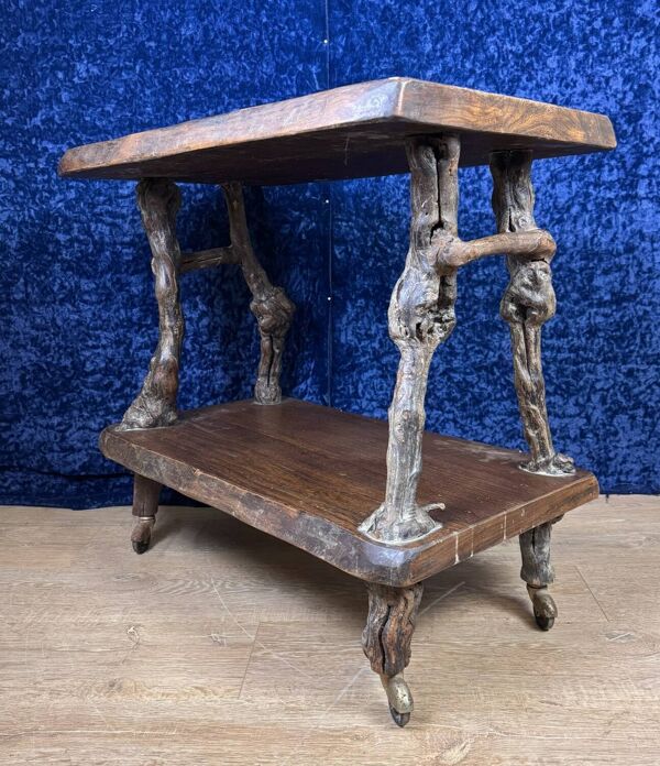 Travail art populaire du XXeme siècle : Rare charriot desserte