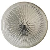 Small minimalist clear glass round flush mount lamp 1960s
