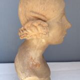 Bust young woman in terracotta, signed, 30s