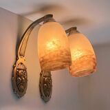 Pair of wall lights by Degué in marbled glass