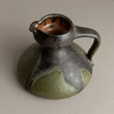 Vase en céramique fat lava vert-noir par Luise Duncker Studio, vintage des années 1970, milieu du siècle.