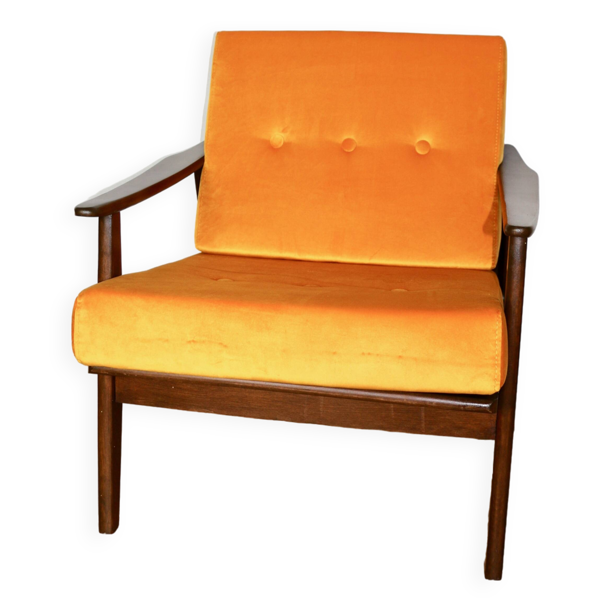 Fauteuil yougoslave restauré du milieu du siècle en jaune doré