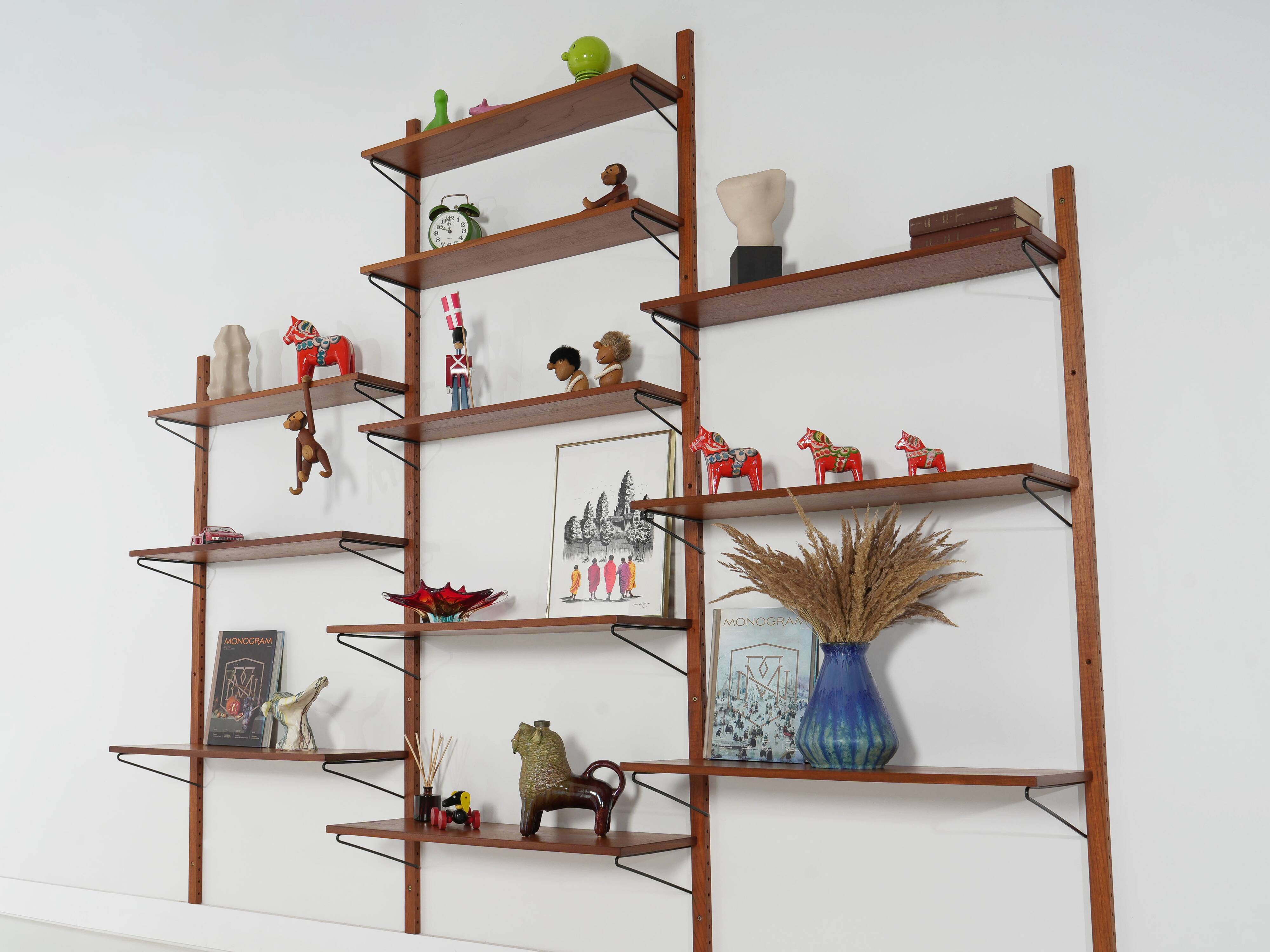 Modular shelving from the 1960s — Danish teak veneer wall system