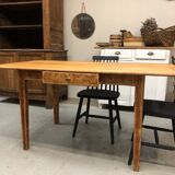 Old brasserie table with oak top