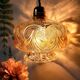 Vintage amber cut glass suspension – retro bohemian lamp