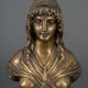 Buste en bronze sur pied douche XIXe représentant Marianne Patine brune