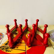 Vintage accordion coat rack in red painted wood