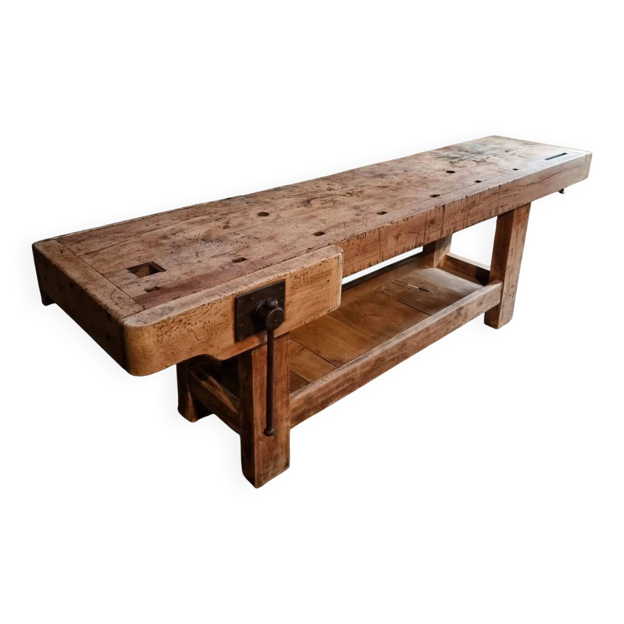 Antique beech table, France early 20th century