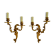 Former pair of double-light wall light in bronze or brass. Year 50 60