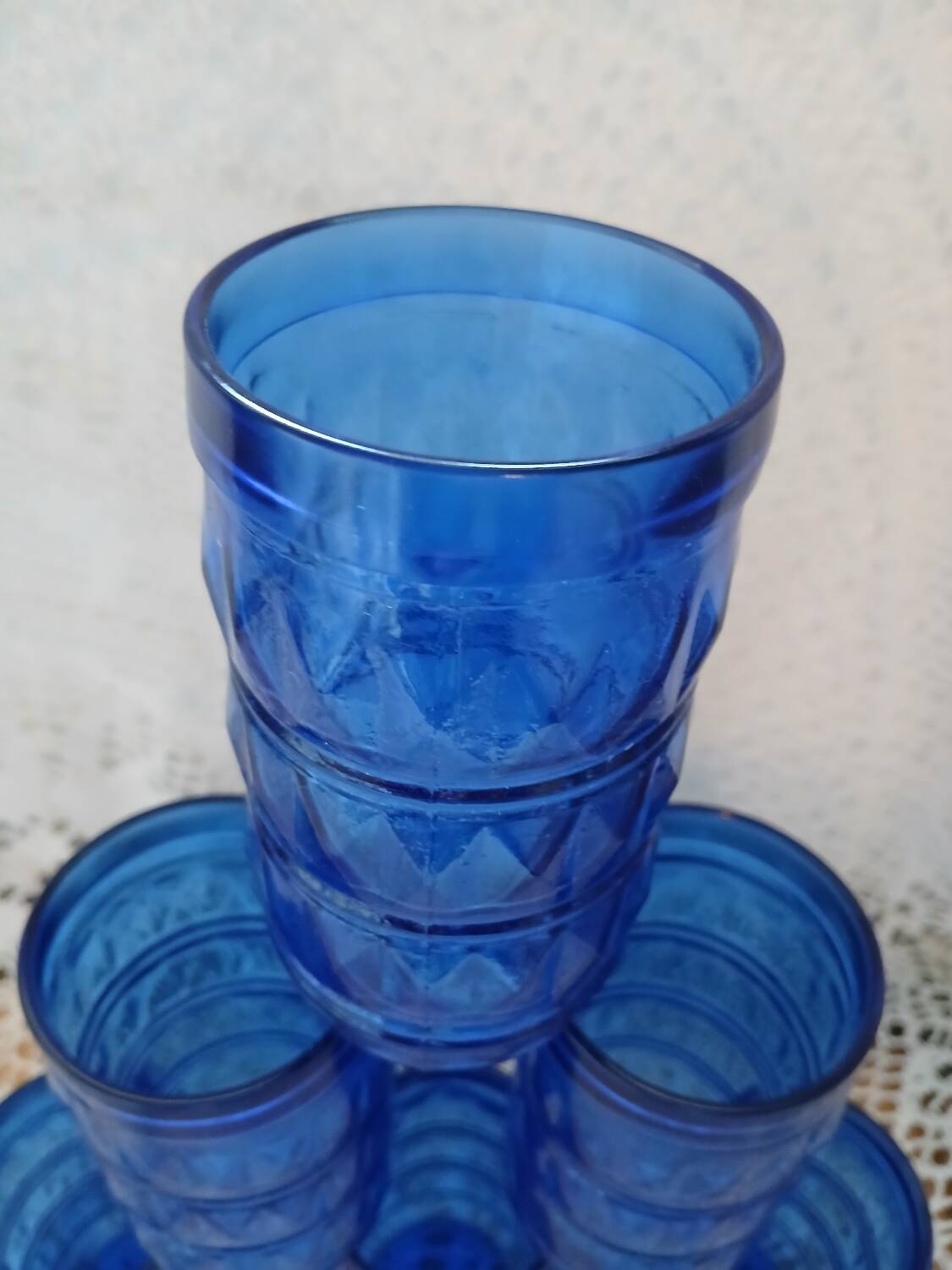 6 antique cobalt blue glasses