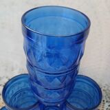 6 verres anciens bleu cobalt