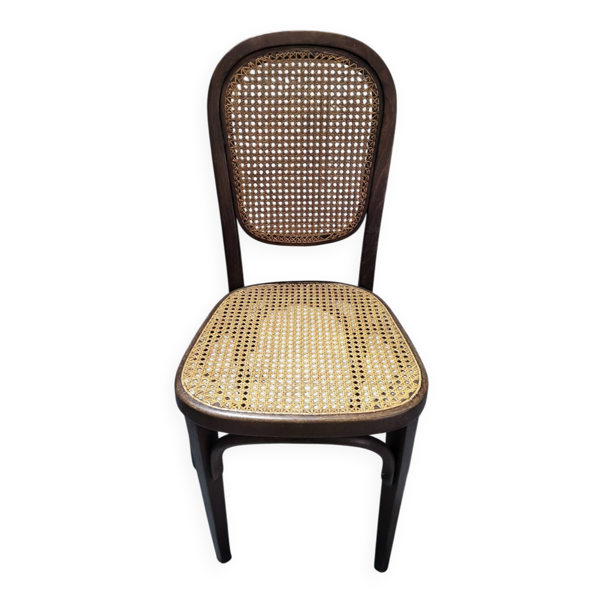 Vintage Thonet style bistro chair in cane and turned wood