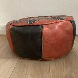 Vintage Moroccan leather pouf