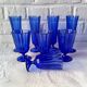 8 vintage aperitif glasses in cobalt blue coloured glass from Portugal.
