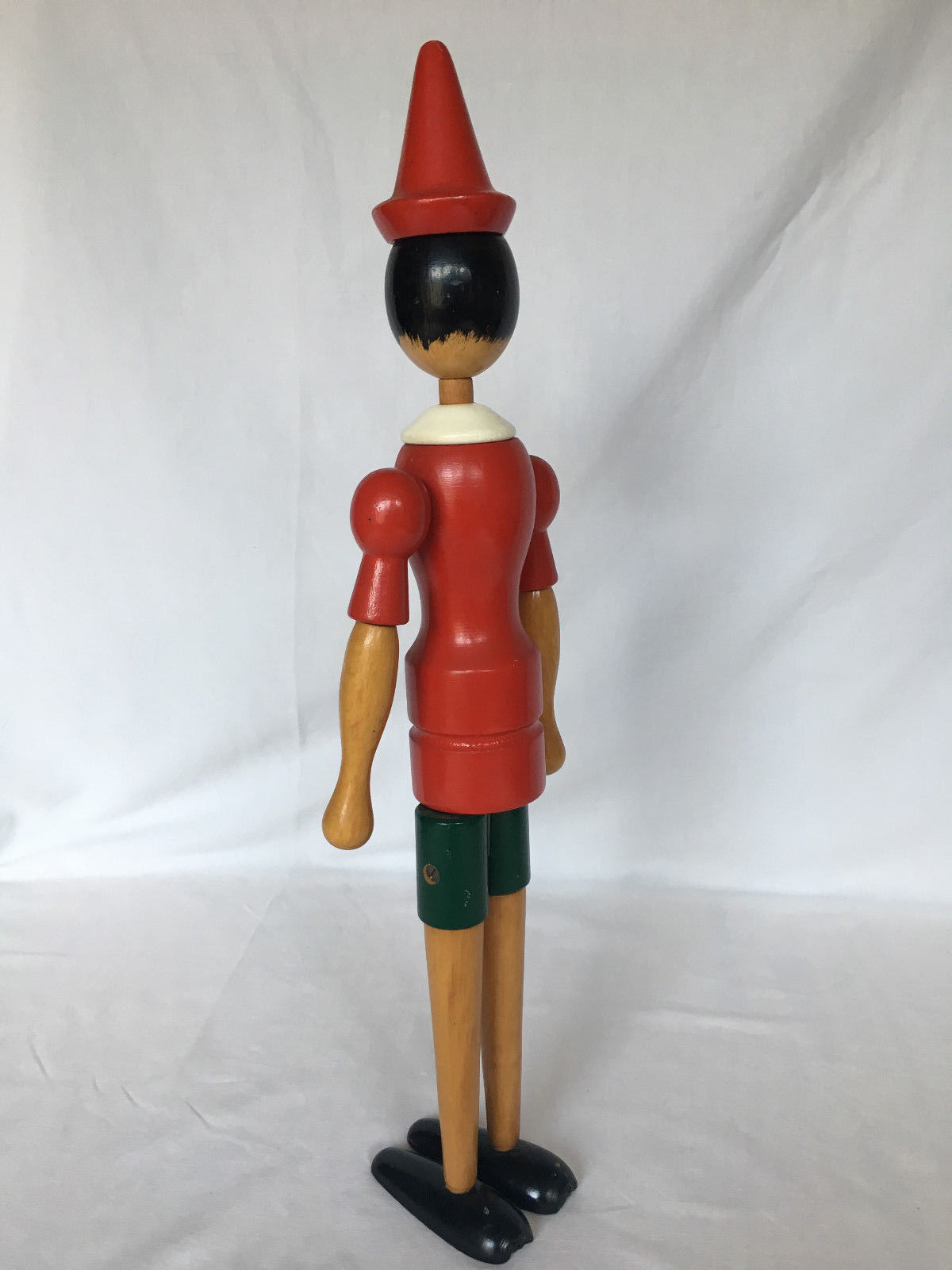 PINOCCHIO WOODEN ARTICULATED COAT RED AND GREEN HANDMADE VINTAGE