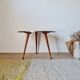 Vintage tripod side table, marquetry diamond top – 50/60