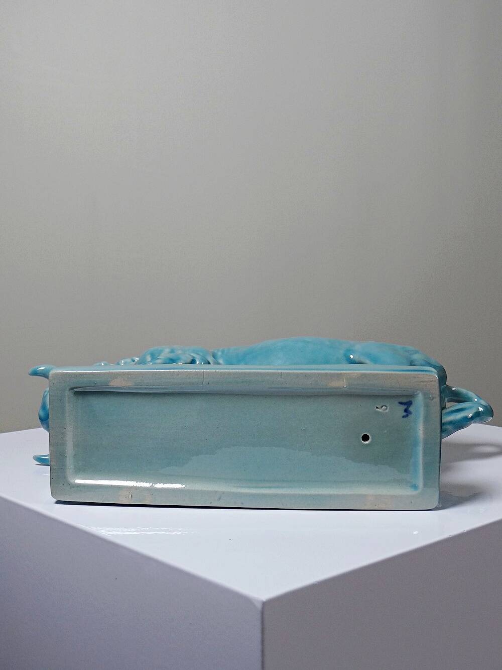 Bison Zsolnay in turquoise glazed earthenware, Hungary, 1940s-50s.