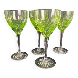 Set of 4 cut crystal white wine glasses