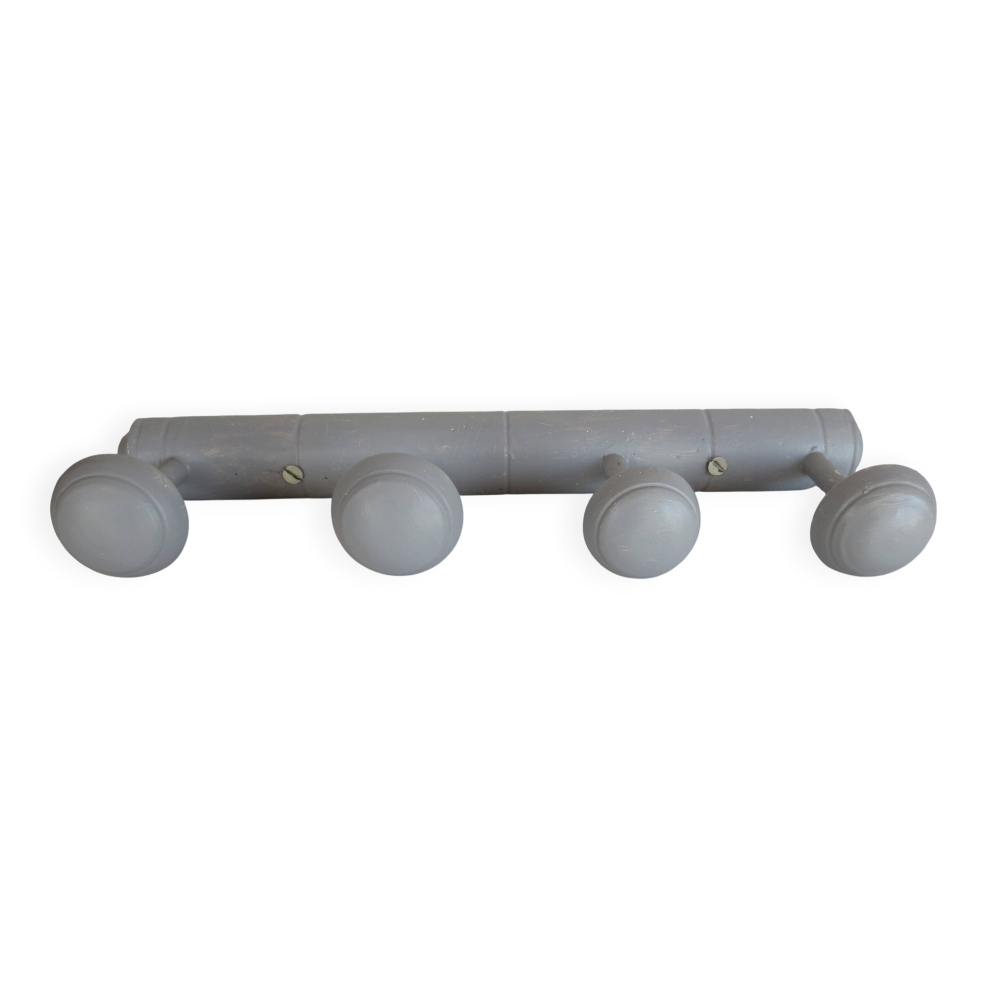 wooden coat rack, pebble grey, equipped with 4 hooks