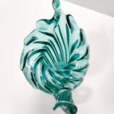 Teal Murano Glass Cornucopia Vase by Archimede Seguso, Italy
