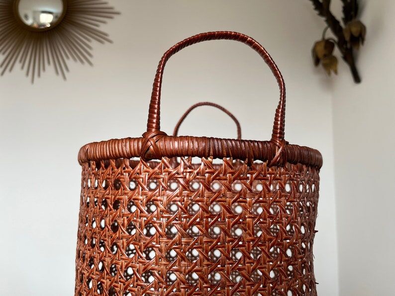 Canning rattan office paper basket 70s