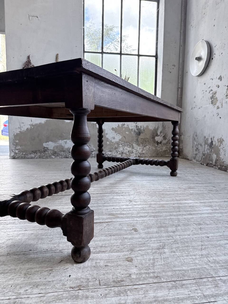 Solid oak table 1900 drapery style XL 280cm with extensions