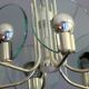 Italian silver plated chandelier with 6 crystal glass discs, 1960s