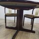 Dining set, brown mahogany, beige fabric, Lübke, Germany, 1960s.